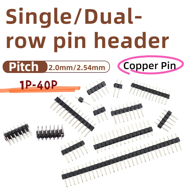 Male Female Header Pin - 10 PZ, Passo 2.54mm Singola/Doppia fila