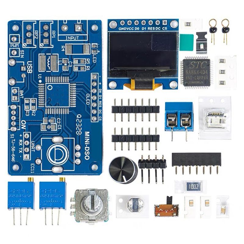 Diy Electronics Components Kit - Kit Oscilloscopio Digitale Fai-da-te AT14 con