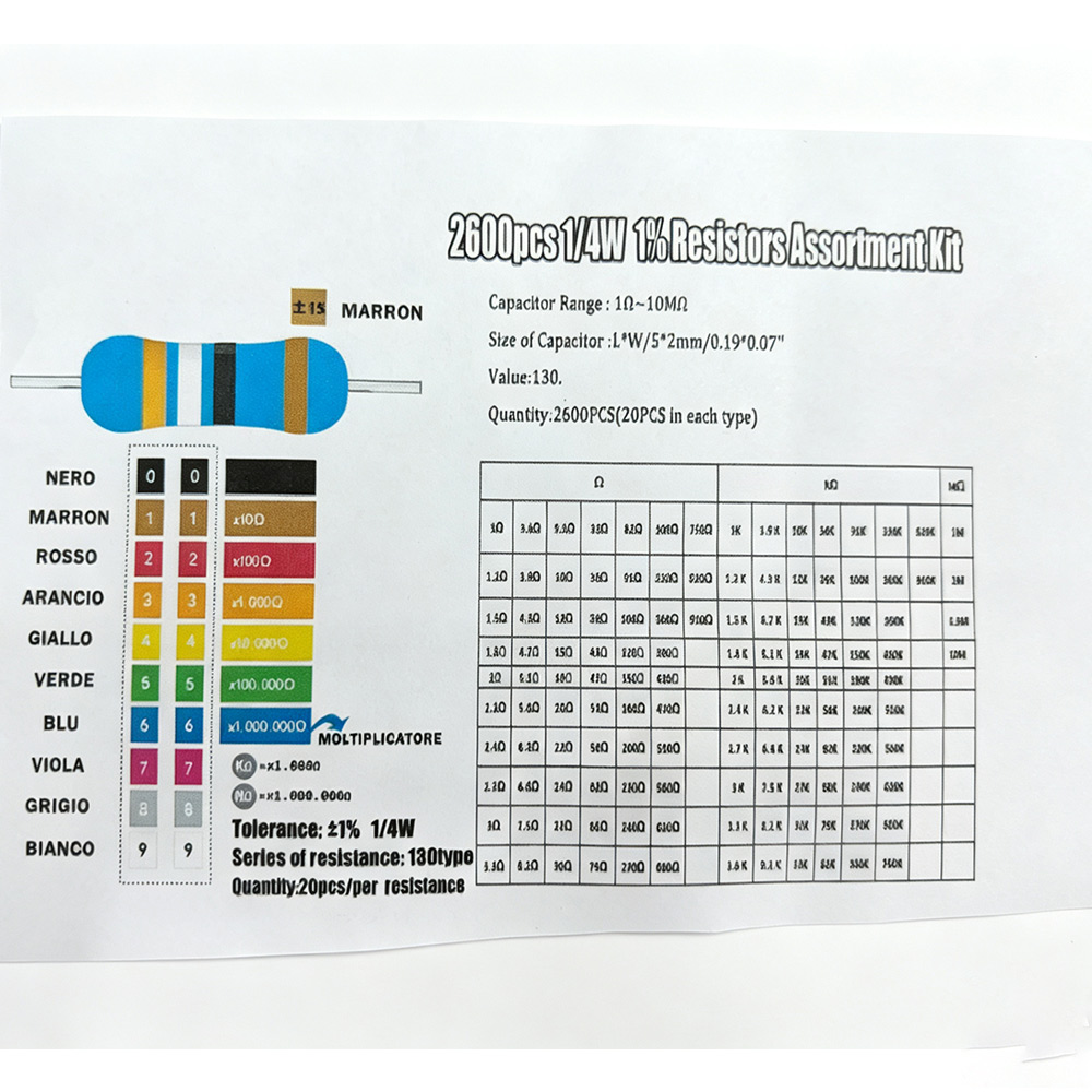 Kit Assortito di 2600 Resistor - Diy Electronics Components Kit recensione e prezzo